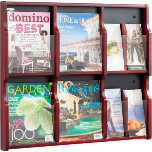 Expose 6 Magazine 12 Pamphlet Display - Mahogany/Black, Safco, Mfr#: 5703MH
